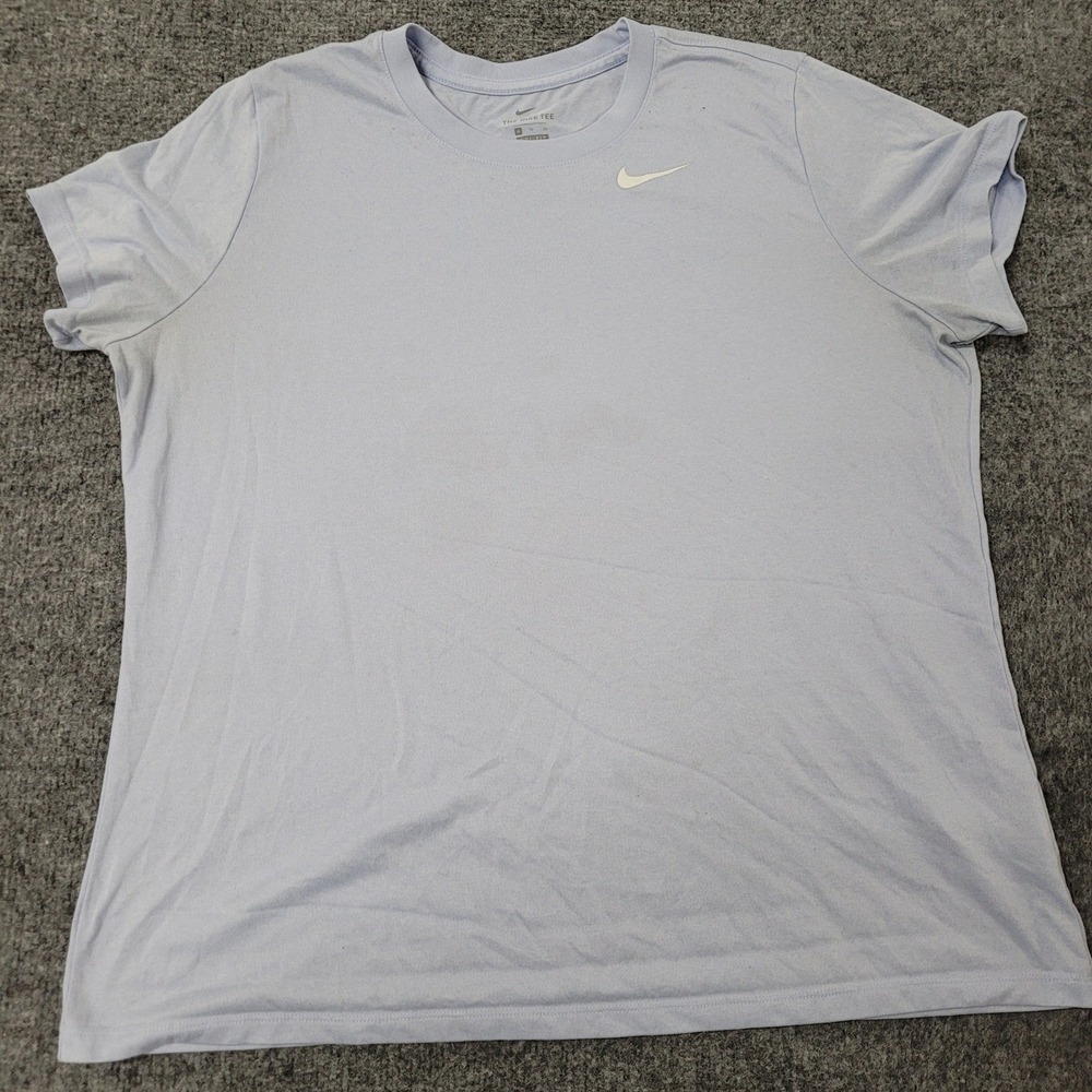 Nike T-Shirt Womens Size XL Light Blue Dri-Fit Short Sleeve Athletic Swoosh Tee